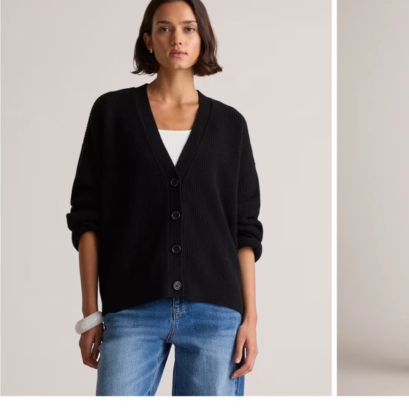 Quince Black V-Neck Cardigan - Picture 7 of 8